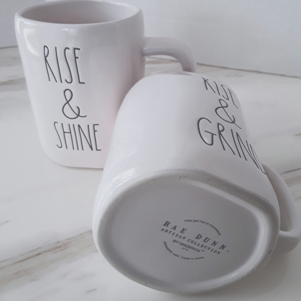 SOLD  SOLD  RAE DUNN BUNDLE RISE & SHINE AND RISE & GRIND MUGS - Picture 3 of 3